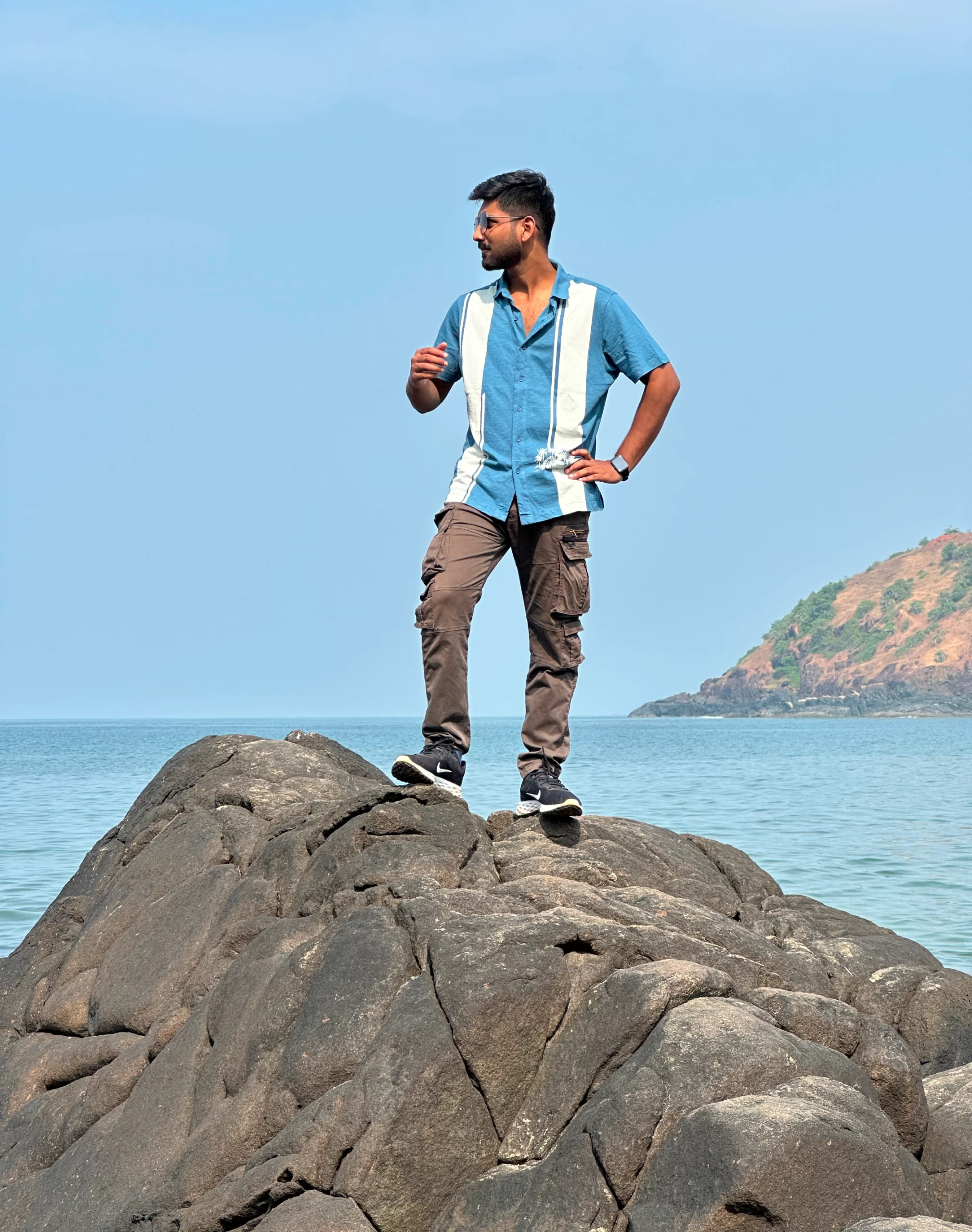 Abhinay Krishna on rock in Gokarna